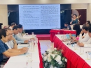 Bà Nguyễn Thị Thanh Bình - Chủ tịch Liên hiệp Hội  trình bày dự thảo Kế hoạch Đại hội đại biểu Liên hiệp các Hội Khoa học và Kỹ thuật  tỉnh Bình Định lần thứ VI, nhiệm kỳ 2025-2030