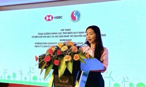 Bà Mai Kim Liên, Phó Cục trưởng Cục Biến đổi khí hậu phát biểu tại hội thảo